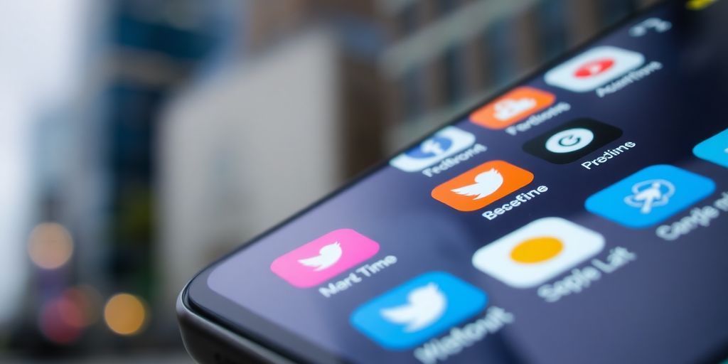 Smartphone mit sozialen Medien-Benachrichtigungen in der Stadt.